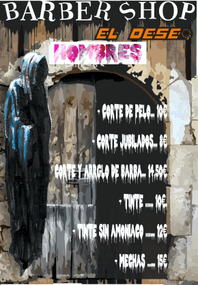 Cartel de precios para hombre